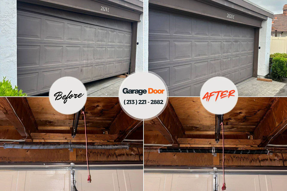 Before and after: garage door repair Central High, OK